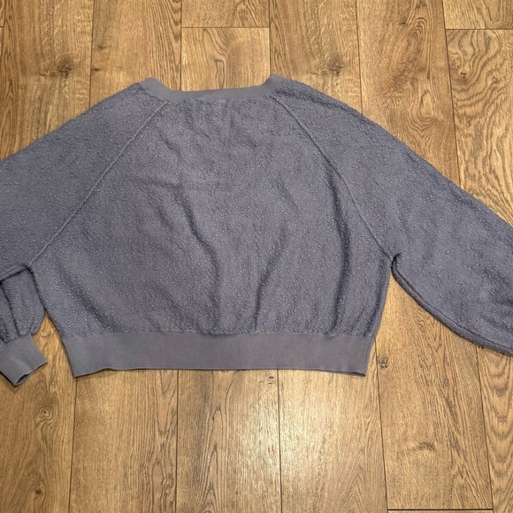 Free People “Found My Friend” Purple Gray Crew Neck Cropped Pullover - Picture 3 of 16